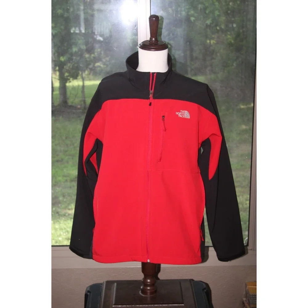 THE NORTH FACE XL Red Black Full Zip Jacket Coat Polyester Elastane